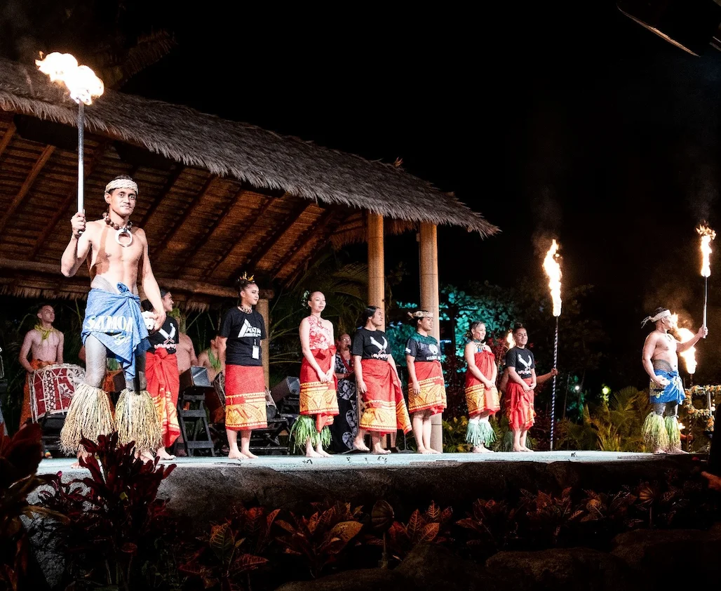 Fireknife competitors on stage before the judges.