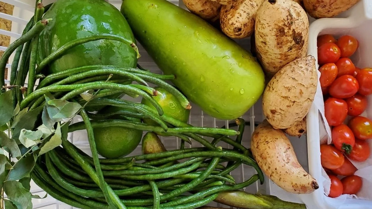 Green beens, pepper, and Okinawan potatoes may not be allowed.