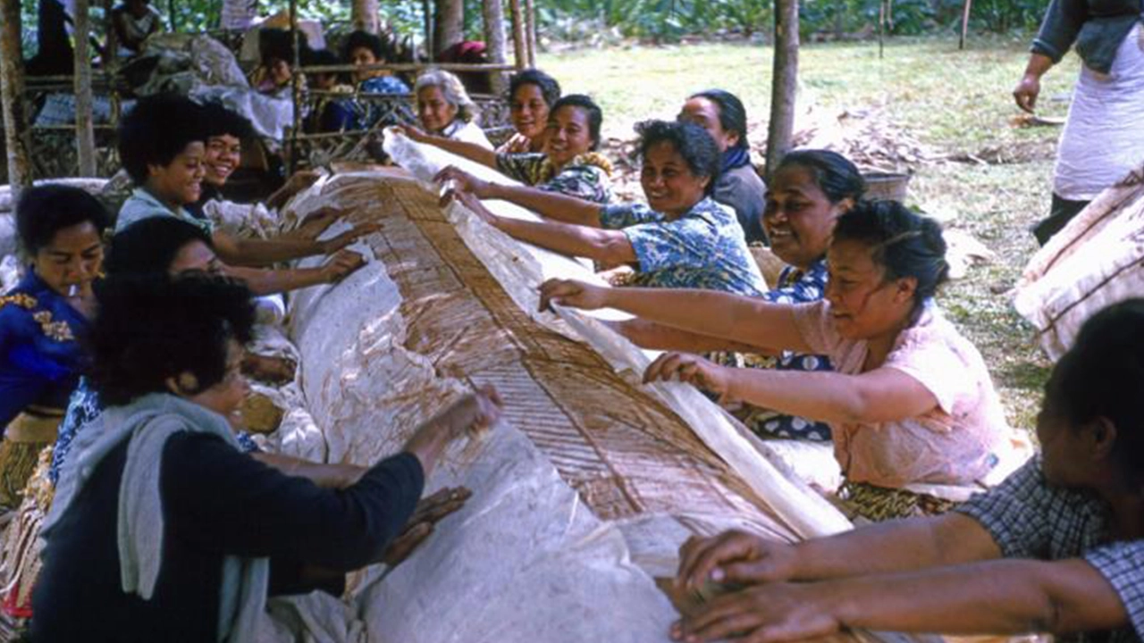 Tongan women making tapa. Image courtesy of iub.edu