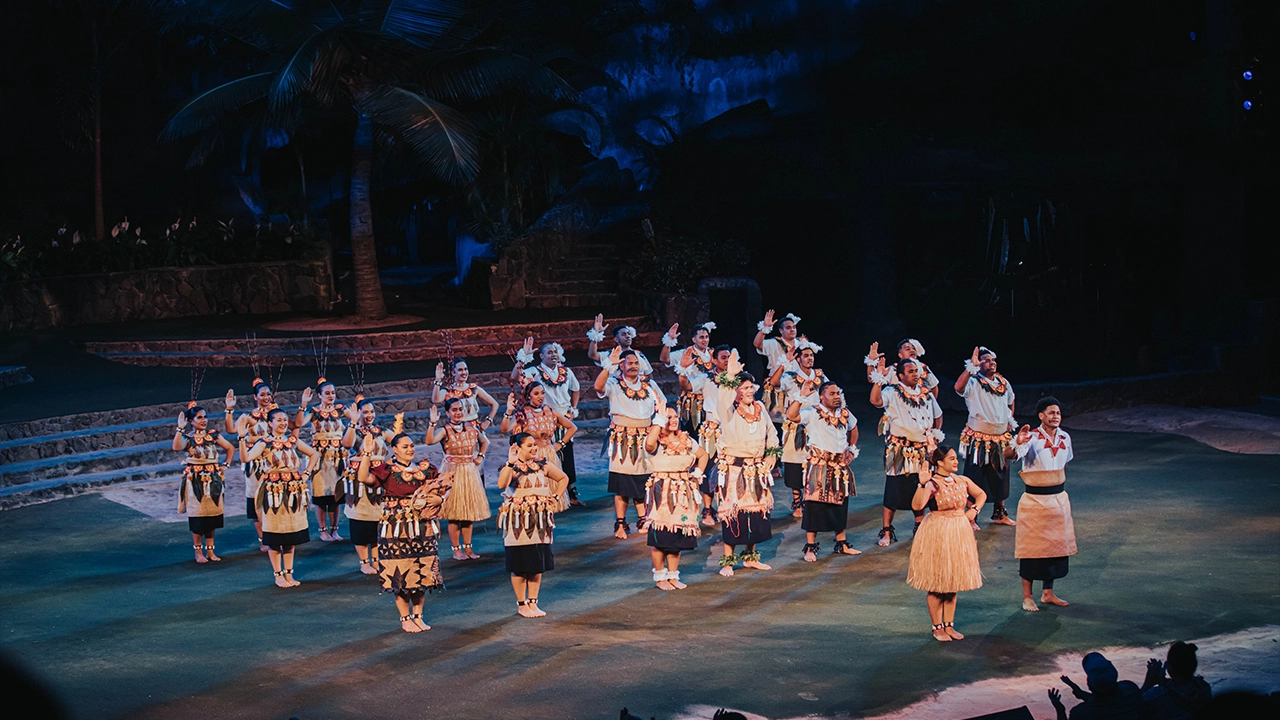 Tongan performers dancing the traditional laka