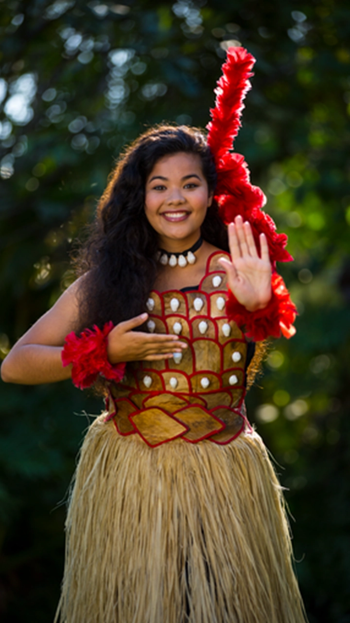 Tongan lady dancing and smiling with warmth