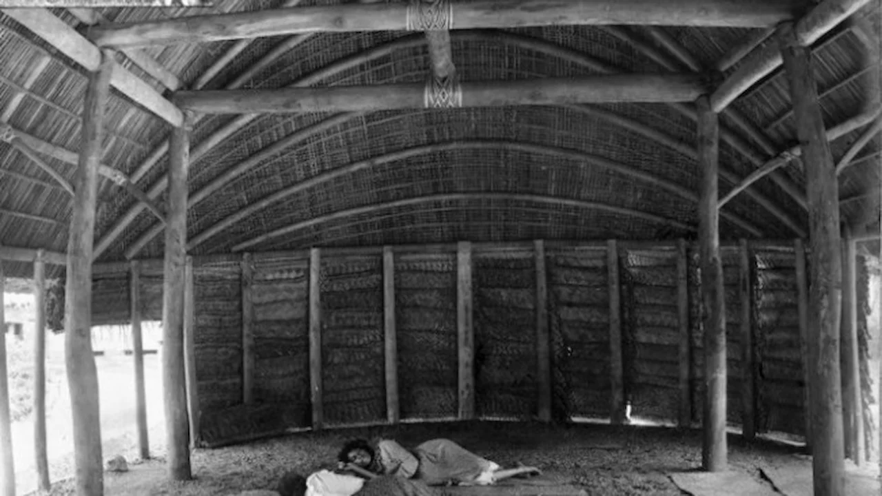 Interior of a Samoan house.