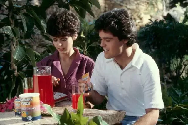  Donnie and Marie Osmond during the filming of a commercial for Hawaiian Punch.