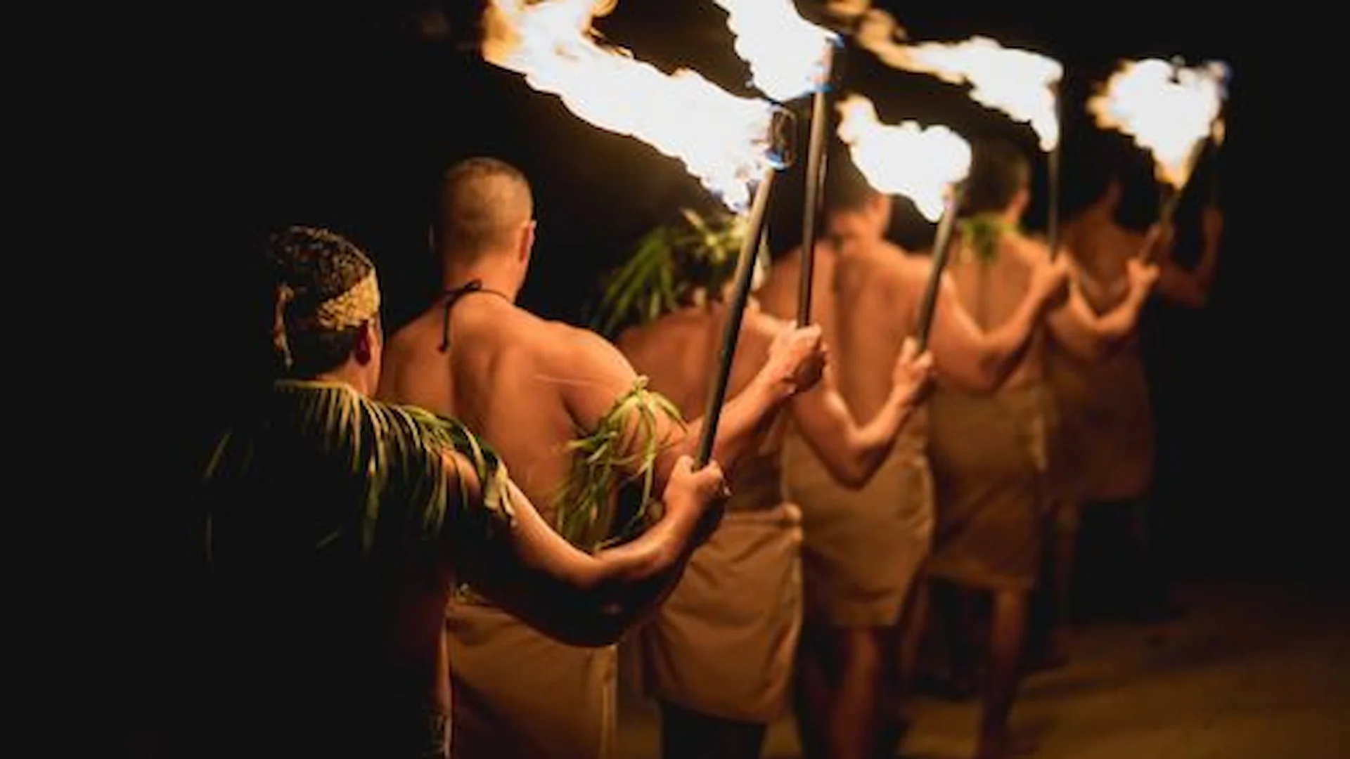 Torches representing the Hawaiian Night Marchers legend.